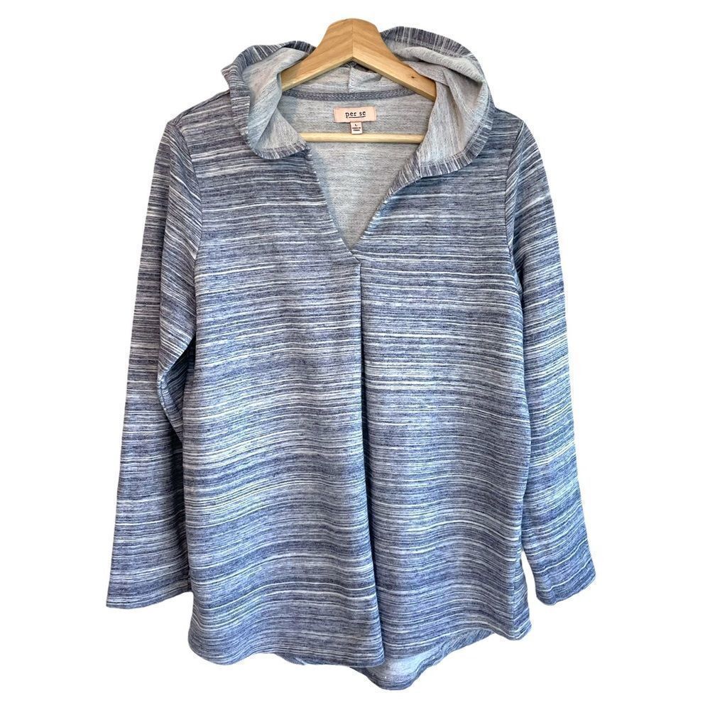 Per se Split Neck Hooded Sweatshirt